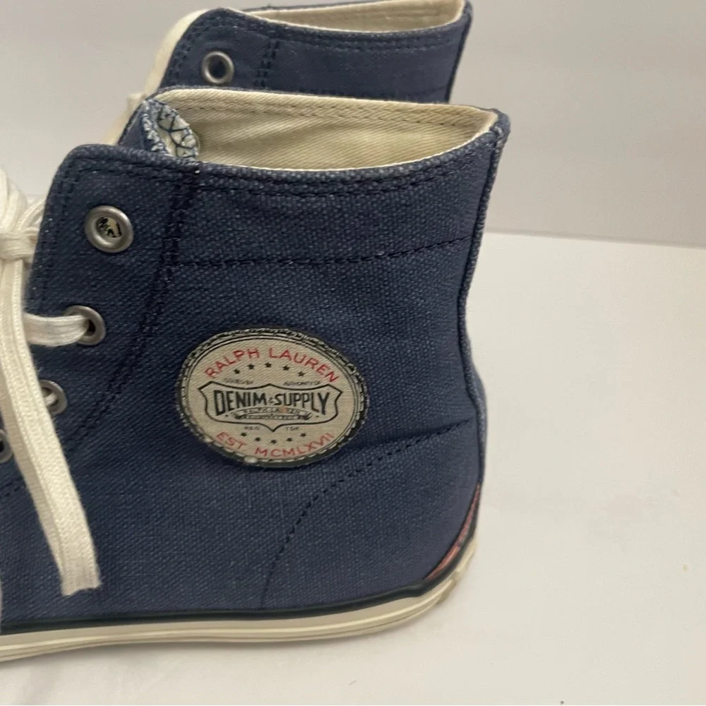 Ralph Lauren denim supply high top sneaker Blue Mens Size 7.5
